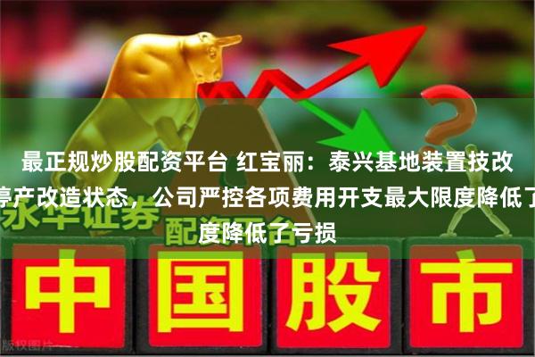 最正规炒股配资平台 红宝丽：泰兴基地装置技改处于停产改造状态，公司严控各项费用开支最大限度降低了亏损
